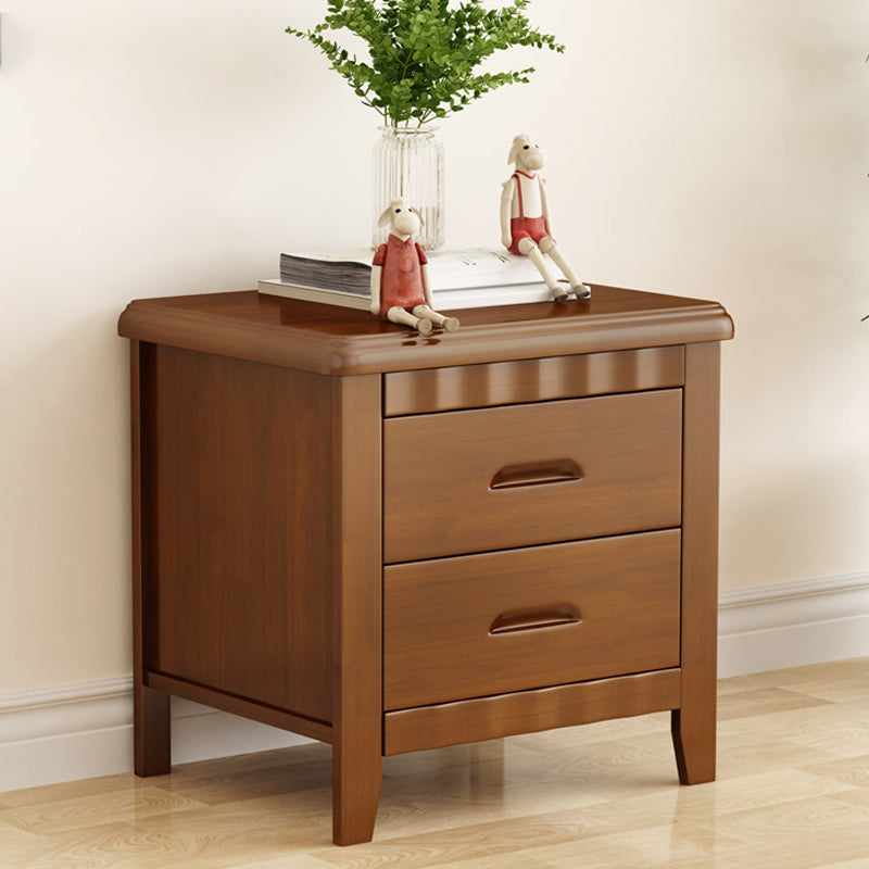 Traditional Lower Shelf Nightstand Rubber Wood Bedside Cabinet with Drawers for Bedroom Clearhalo 'Bedroom Furniture' 'furn' 'furn_night_stand' 'Furniture' 'night_stand' 'Nightstands' 5958968