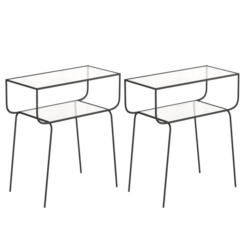 Table de nuit en verre de nuit en métal industriel avec 1 étagère, 23,6 "de haut