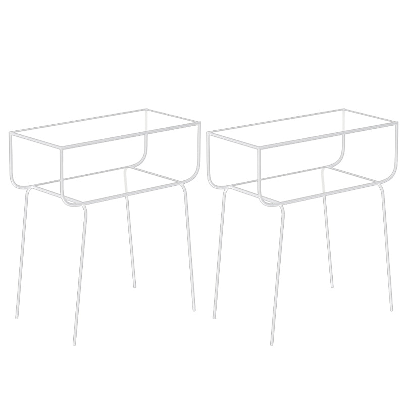 Table de nuit en verre de nuit en métal industriel avec 1 étagère, 23,6 "de haut