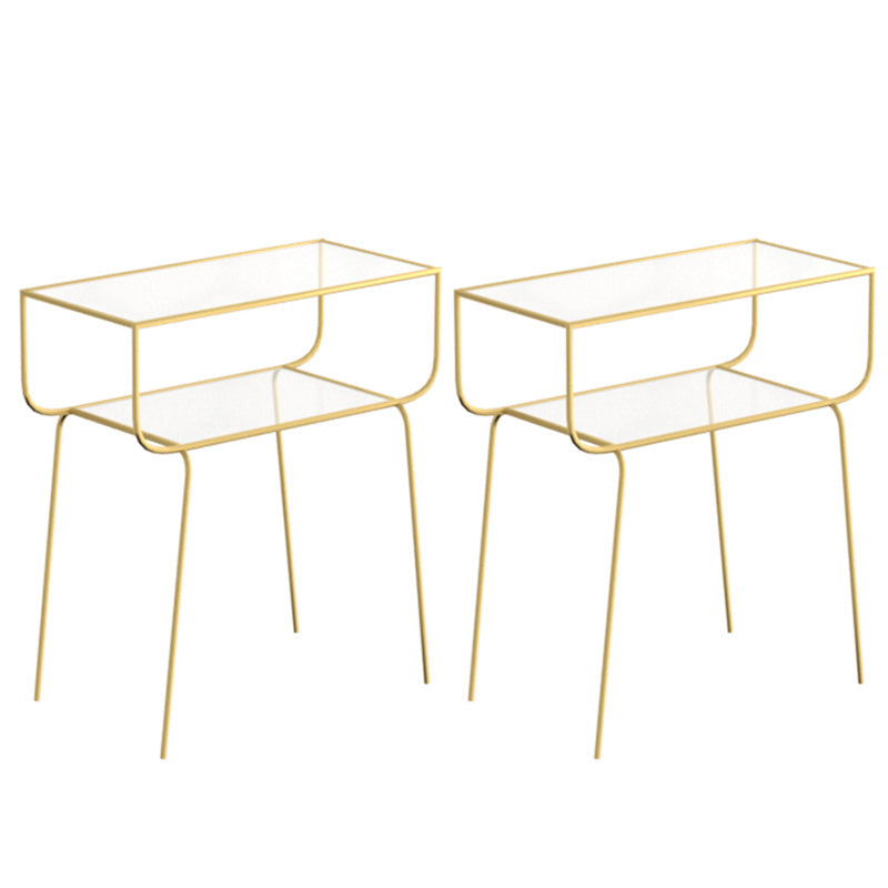 Table de nuit en verre de nuit en métal industriel avec 1 étagère, 23,6 "de haut