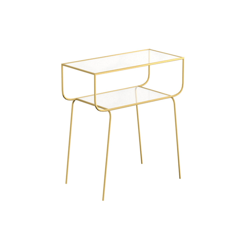 Table de nuit en verre de nuit en métal industriel avec 1 étagère, 23,6 "de haut