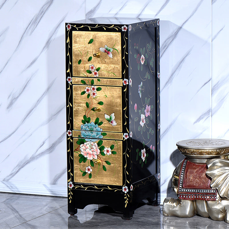 Traditionele verticale slaapkamerkist houten opbergkist met laden