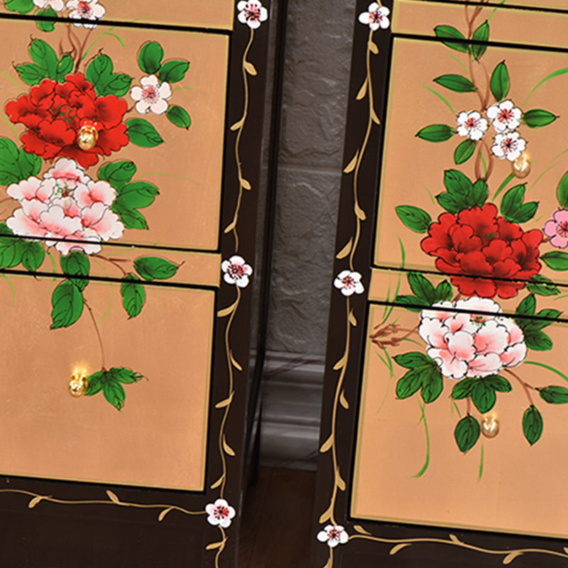 Traditionele verticale slaapkamerkist houten opbergkist met laden