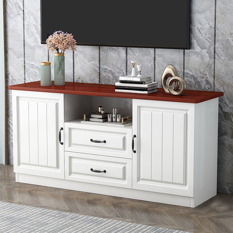 Wooden TV Cabinet Traditional Style Home Living Room Stand Console with Drawers White-Red Clearhalo 'furn' 'furn_tv_stands_entertainment_centers' 'Furniture' 'Living Room Furniture' 'TV Stands & Entertainment Centers' 'TV Stands & Media Storage Furniture' 'tv_stands_entertainment_centers' 5959168