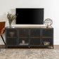 Metal and Wood TV Stand Console Industrial Style Home Enclosed TV Cabinet