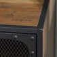 Metal and Wood TV Stand Console Industrial Style Home Enclosed TV Cabinet