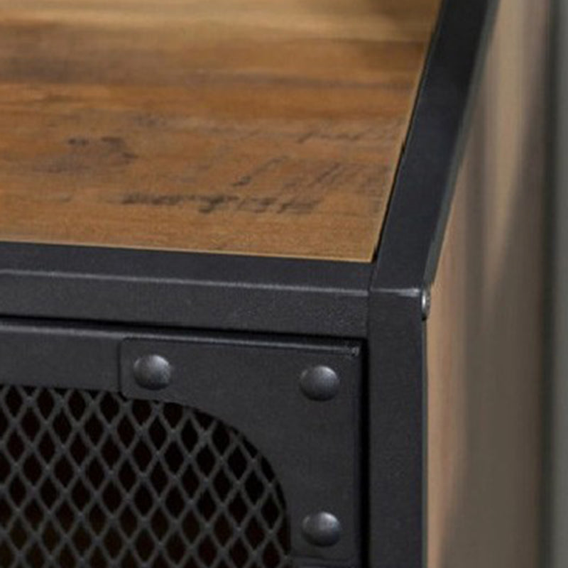 Metal and Wood TV Stand Console Industrial Style Home Enclosed TV Cabinet
