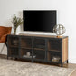 Metal and Wood TV Stand Console Industrial Style Home Enclosed TV Cabinet