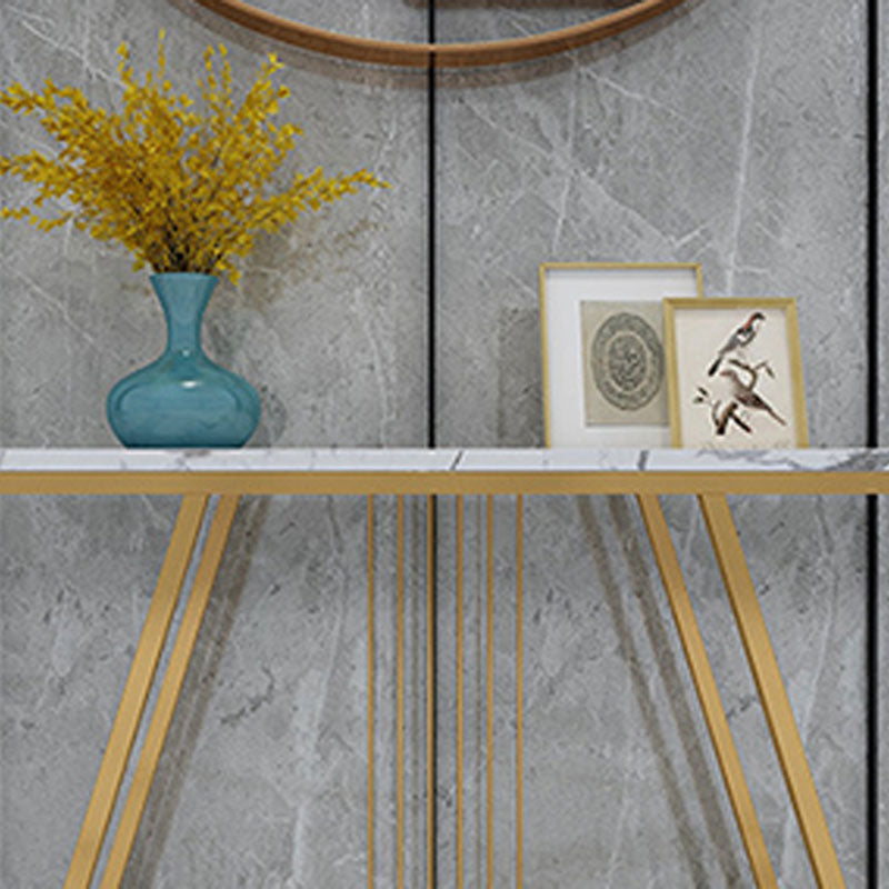 Modern Iron Console Sofa Table Rectangle Marble Console Accent Table for Hall