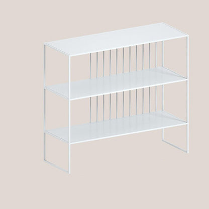 Tavolo da divano di divano con console di stoccaggio aperto moderno con scaffali per ripiani per la sala