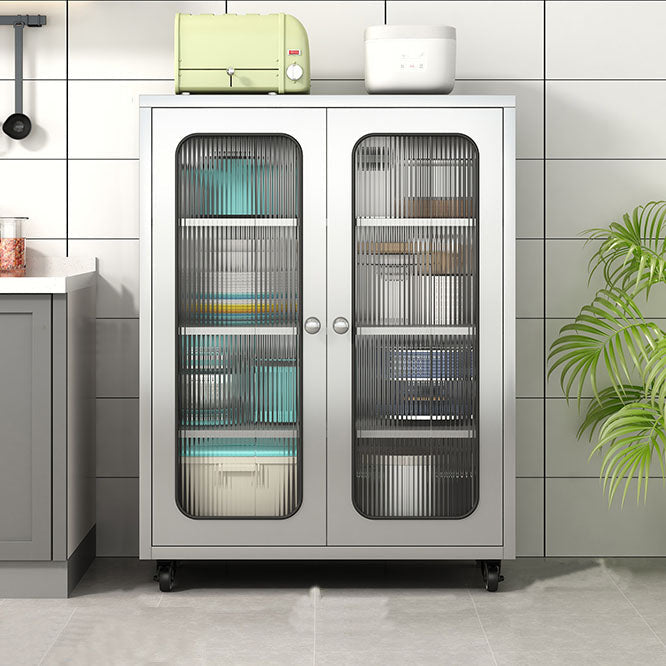 Modern Style Sideboard Metal Sideboard with Door for Kitchen Use 31"L x 16"W x 42"H Vertical Glass Clearhalo 'buffet_sideboard' 'Buffets & Sideboards' 'furn' 'furn_buffet_sideboard' 'Furniture' 'Kitchen & Dining Furniture' 5959882