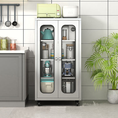 Modern Style Sideboard Metal Sideboard with Door for Kitchen Use 20"L x 16"W x 42"H Tempered Glass Clearhalo 'buffet_sideboard' 'Buffets & Sideboards' 'furn' 'furn_buffet_sideboard' 'Furniture' 'Kitchen & Dining Furniture' 5959889