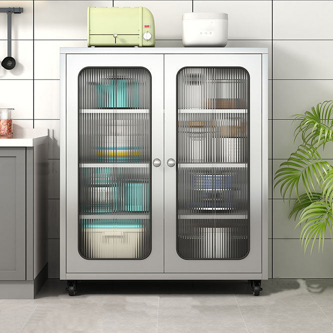 Modern Style Sideboard Metal Sideboard with Door for Kitchen Use 35.5"L x 16"W x 42"H Vertical Glass Clearhalo 'buffet_sideboard' 'Buffets & Sideboards' 'furn' 'furn_buffet_sideboard' 'Furniture' 'Kitchen & Dining Furniture' 5959890