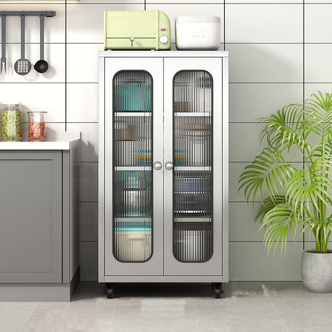 Modern Style Sideboard Metal Sideboard with Door for Kitchen Use 20"L x 16"W x 42"H Vertical Glass Clearhalo 'buffet_sideboard' 'Buffets & Sideboards' 'furn' 'furn_buffet_sideboard' 'Furniture' 'Kitchen & Dining Furniture' 5959894