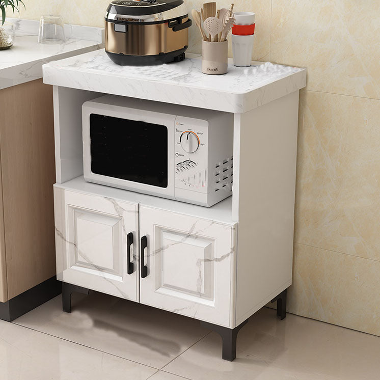 Modern Sideboard Stone Top Sideboard with Door for Kitchen Use 24"L x 16"W x 33"H White-Gray 2 Clearhalo 'buffet_sideboard' 'Buffets & Sideboards' 'furn' 'furn_buffet_sideboard' 'Furniture' 'Kitchen & Dining Furniture' 5959987