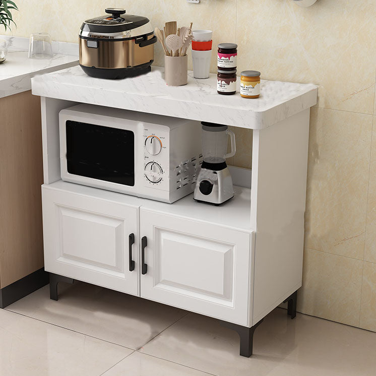Modern Sideboard Stone Top Sideboard with Door for Kitchen Use 31"L x 16"W x 33"H White 2 Clearhalo 'buffet_sideboard' 'Buffets & Sideboards' 'furn' 'furn_buffet_sideboard' 'Furniture' 'Kitchen & Dining Furniture' 5959988