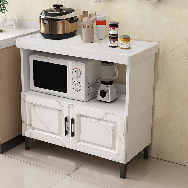 Modern Sideboard Stone Top Sideboard with Door for Kitchen Use 31"L x 16"W x 33"H White-Gray 2 Clearhalo 'buffet_sideboard' 'Buffets & Sideboards' 'furn' 'furn_buffet_sideboard' 'Furniture' 'Kitchen & Dining Furniture' 5959991