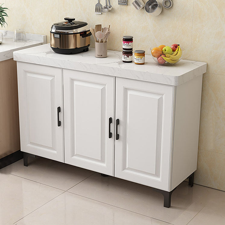 Modern Sideboard Stone Top Sideboard with Door for Kitchen Use 47"L x 16"W x 33"H White 3 Clearhalo 'buffet_sideboard' 'Buffets & Sideboards' 'furn' 'furn_buffet_sideboard' 'Furniture' 'Kitchen & Dining Furniture' 5959992