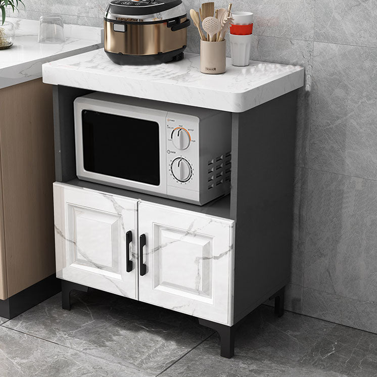 Modern Sideboard Stone Top Sideboard with Door for Kitchen Use 24"L x 16"W x 33"H Gray-White 2 Clearhalo 'buffet_sideboard' 'Buffets & Sideboards' 'furn' 'furn_buffet_sideboard' 'Furniture' 'Kitchen & Dining Furniture' 5960002