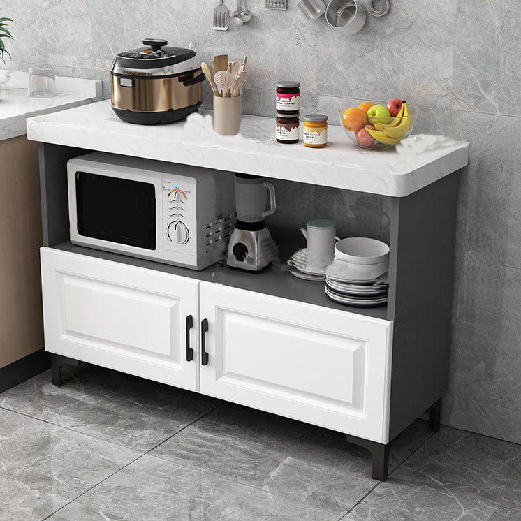 Modern Sideboard Stone Top Sideboard with Door for Kitchen Use 47"L x 16"W x 33"H Grey 2 Clearhalo 'buffet_sideboard' 'Buffets & Sideboards' 'furn' 'furn_buffet_sideboard' 'Furniture' 'Kitchen & Dining Furniture' 5960007