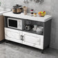 Modern Sideboard Stone Top Sideboard with Door for Kitchen Use 47"L x 16"W x 33"H Gray-White 2 Clearhalo 'buffet_sideboard' 'Buffets & Sideboards' 'furn' 'furn_buffet_sideboard' 'Furniture' 'Kitchen & Dining Furniture' 5960008