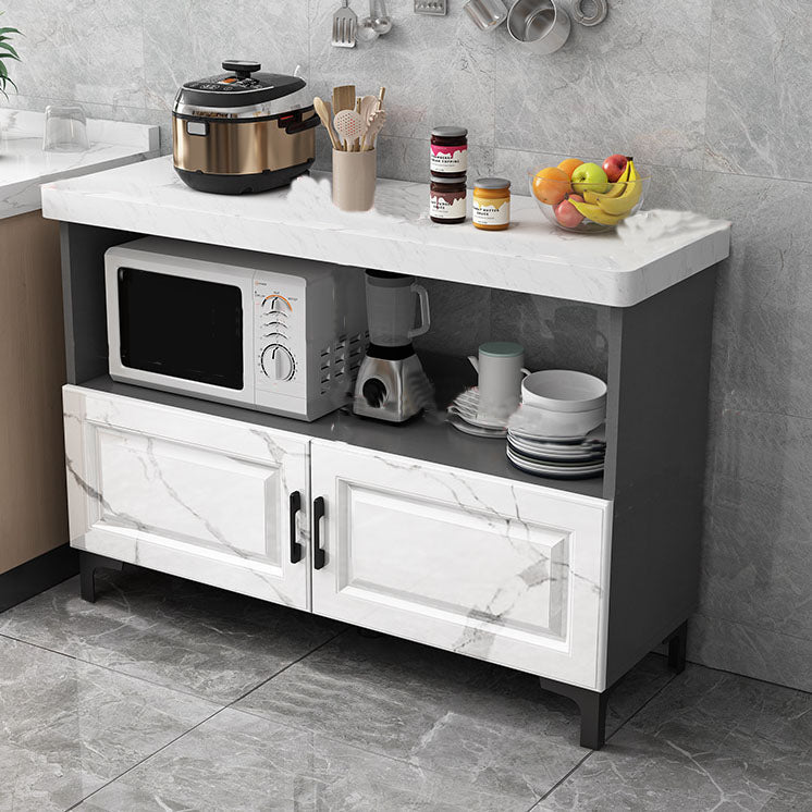 Modern Sideboard Stone Top Sideboard with Door for Kitchen Use 47"L x 16"W x 33"H Gray-White 2 Clearhalo 'buffet_sideboard' 'Buffets & Sideboards' 'furn' 'furn_buffet_sideboard' 'Furniture' 'Kitchen & Dining Furniture' 5960008