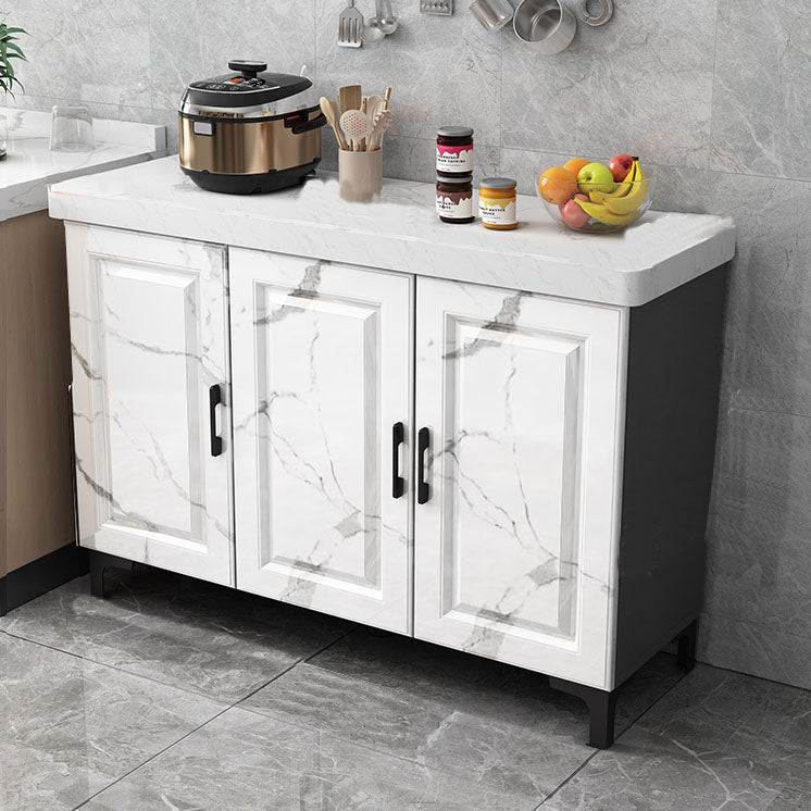 Modern Sideboard Stone Top Sideboard with Door for Kitchen Use 47"L x 16"W x 33"H Gray-White 3 Clearhalo 'buffet_sideboard' 'Buffets & Sideboards' 'furn' 'furn_buffet_sideboard' 'Furniture' 'Kitchen & Dining Furniture' 5960009