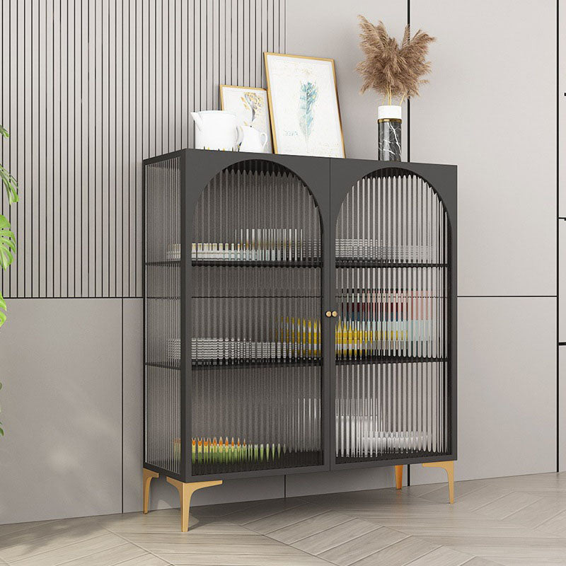 Puertas de vidrio de estilo glamero Credenza de metal para uso de la cocina