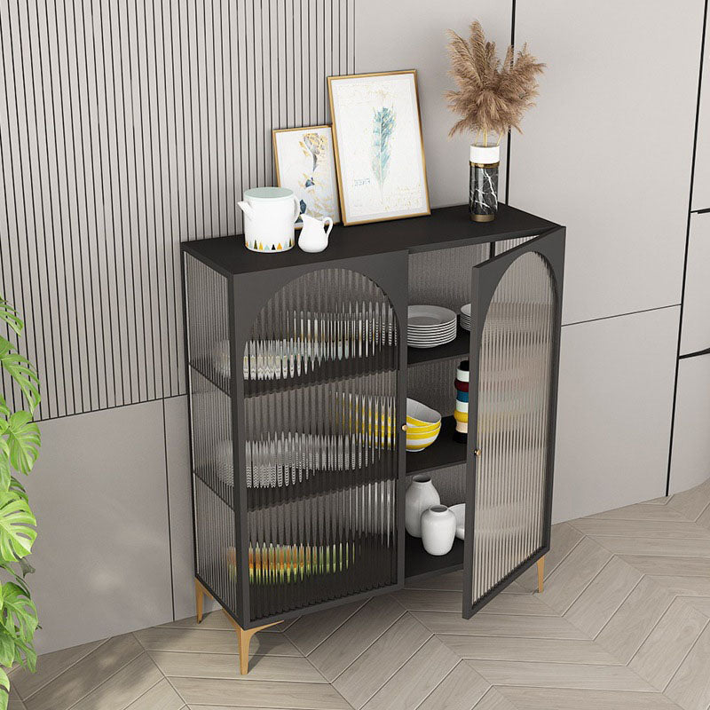 Puertas de vidrio de estilo glamero Credenza de metal para uso de la cocina
