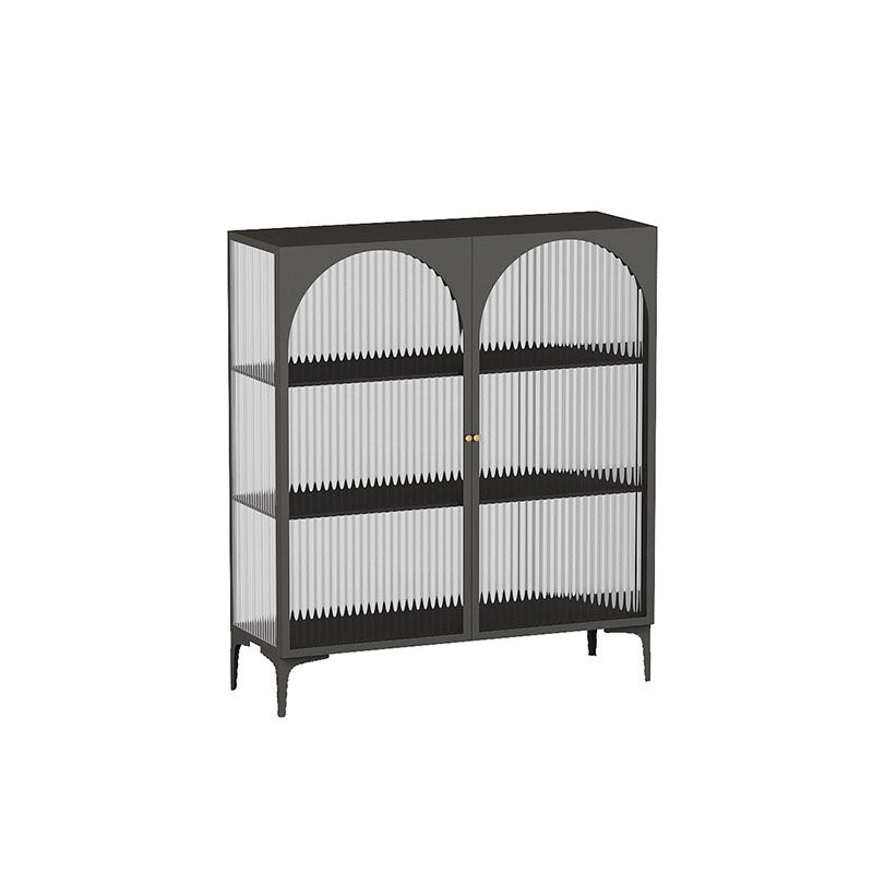 Puertas de vidrio de estilo glamero Credenza de metal para uso de la cocina