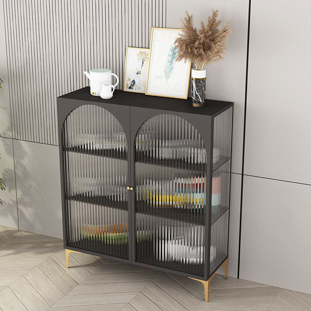 Puertas de vidrio de estilo glamero Credenza de metal para uso de la cocina