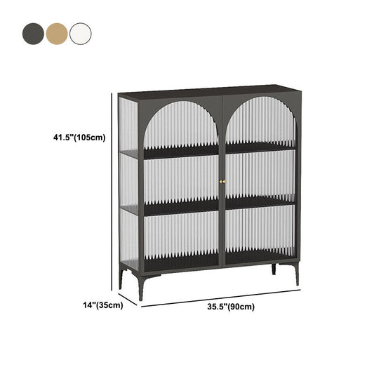Glam -stijl glazen deuren dressoir metalen credenza voor keukengebruik