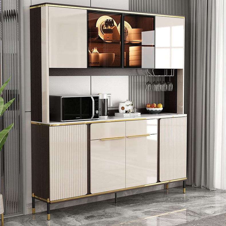 Glam -dressoir kaststeen en gemanipuleerd houten eetbuffet