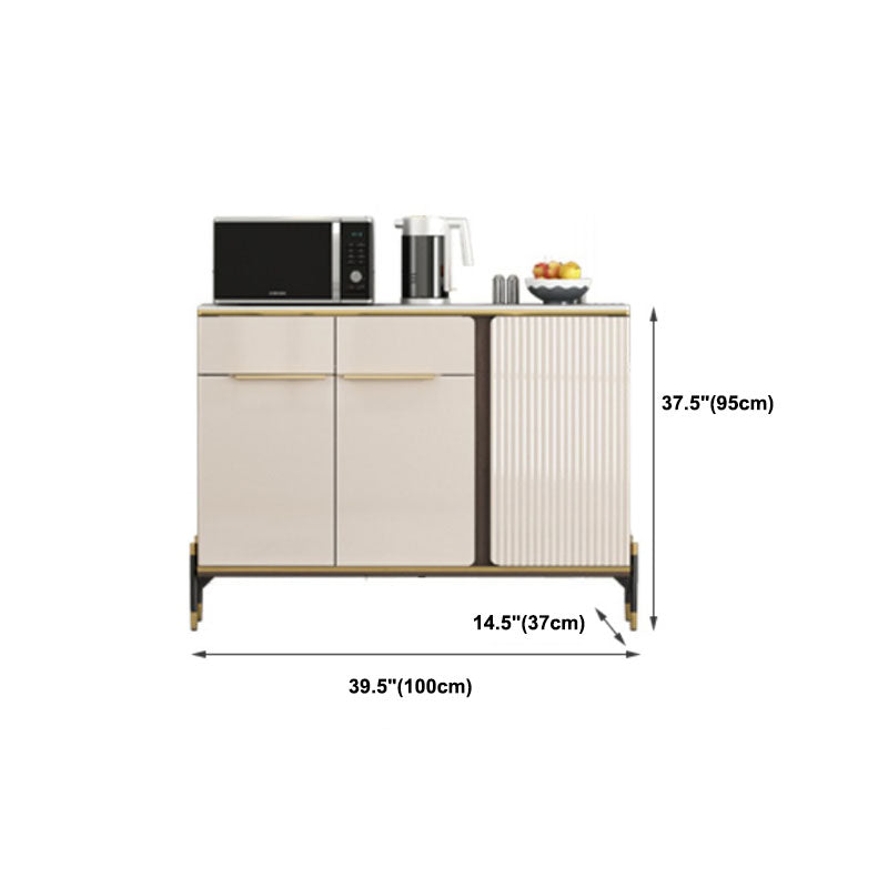 Glam -dressoir kaststeen en gemanipuleerd houten eetbuffet