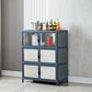 Sideboard in metallo blu con porte di vetro moderno server da pranzo con armadi