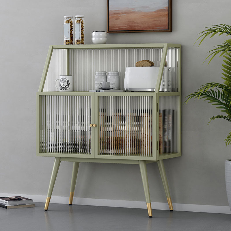 Matte Finish Glam Dining Server Kitchen Sideboard with Glass Doors Clearhalo 'buffet_sideboard' 'Buffets & Sideboards' 'furn' 'furn_buffet_sideboard' 'Furniture' 'Kitchen & Dining Furniture' 5960178