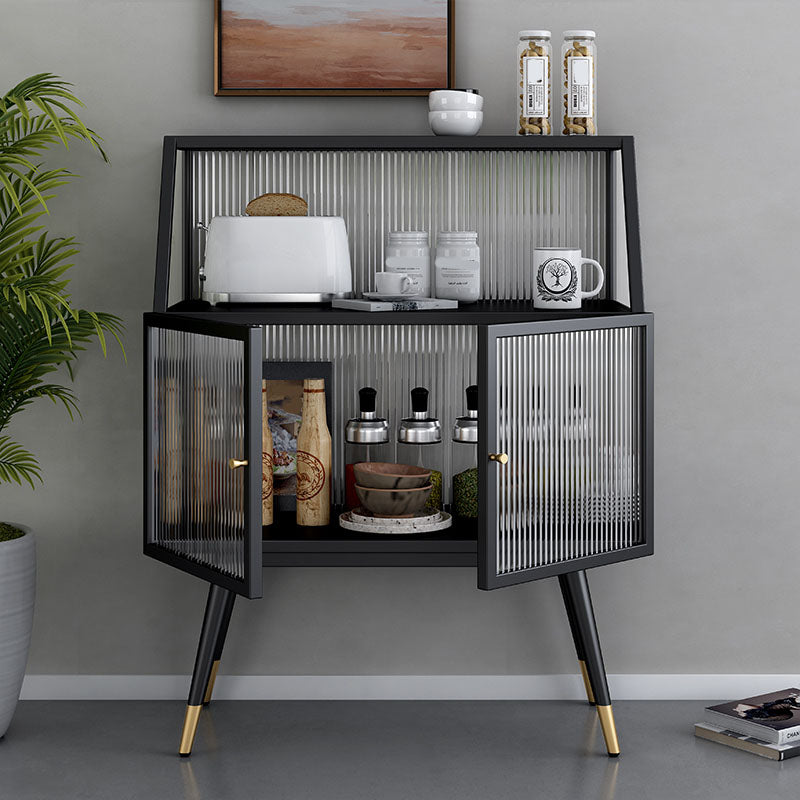 Matte Finish Glam Dining Server Kitchen Sideboard with Glass Doors Clearhalo 'buffet_sideboard' 'Buffets & Sideboards' 'furn' 'furn_buffet_sideboard' 'Furniture' 'Kitchen & Dining Furniture' 5960180