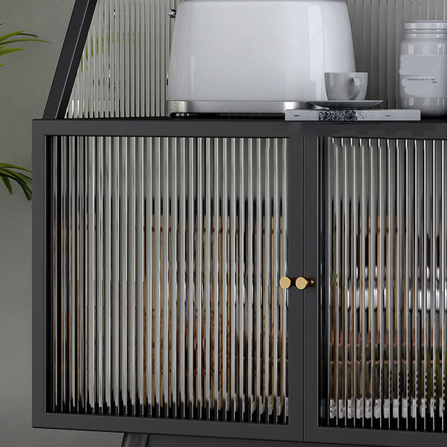 Matte Finish Glam Dining Server Kitchen Sideboard with Glass Doors Clearhalo 'buffet_sideboard' 'Buffets & Sideboards' 'furn' 'furn_buffet_sideboard' 'Furniture' 'Kitchen & Dining Furniture' 5960185