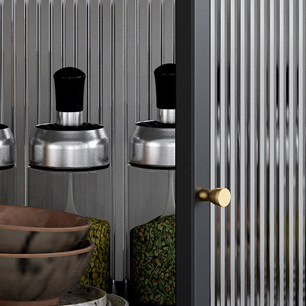 Matte Finish Glam Dining Server Kitchen Sideboard with Glass Doors Clearhalo 'buffet_sideboard' 'Buffets & Sideboards' 'furn' 'furn_buffet_sideboard' 'Furniture' 'Kitchen & Dining Furniture' 5960186