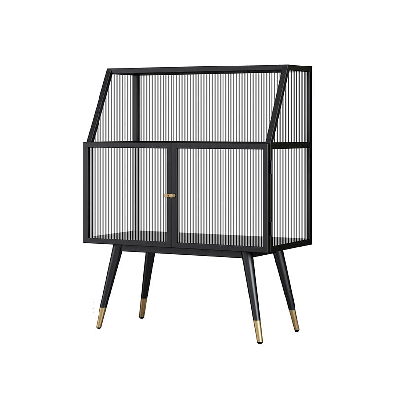 Matte Finish Glam Dining Server Kitchen Sideboard with Glass Doors Clearhalo 'buffet_sideboard' 'Buffets & Sideboards' 'furn' 'furn_buffet_sideboard' 'Furniture' 'Kitchen & Dining Furniture' 5960187