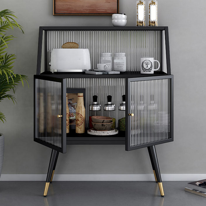 Matte Finish Glam Dining Server Kitchen Sideboard with Glass Doors Clearhalo 'buffet_sideboard' 'Buffets & Sideboards' 'furn' 'furn_buffet_sideboard' 'Furniture' 'Kitchen & Dining Furniture' 5960189