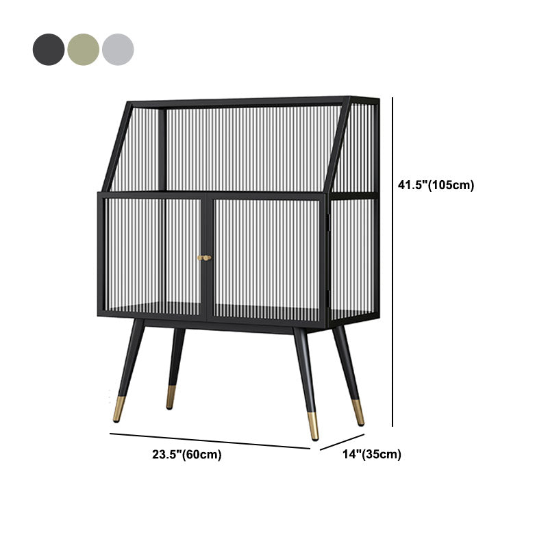 Matte Finish Glam Dining Server Kitchen Sideboard with Glass Doors Clearhalo 'buffet_sideboard' 'Buffets & Sideboards' 'furn' 'furn_buffet_sideboard' 'Furniture' 'Kitchen & Dining Furniture' 5960193