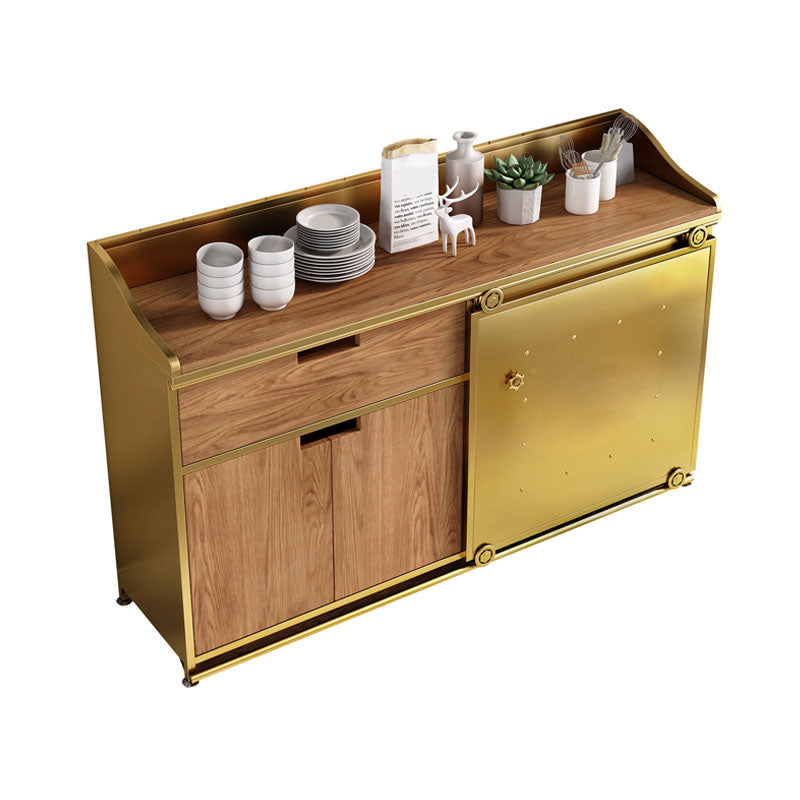 Modern Engineered Wood Sideboard Sliding Doors Sideboard for Living Room Gold Clearhalo 'buffet_sideboard' 'Buffets & Sideboards' 'furn' 'furn_buffet_sideboard' 'Furniture' 'Kitchen & Dining Furniture' 5960220