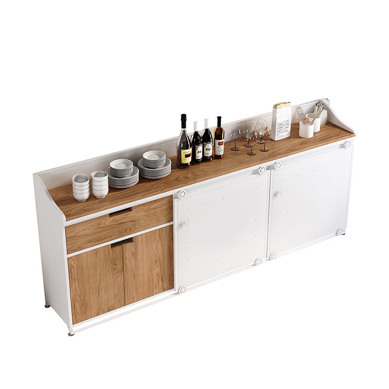 Modern Engineered Wood Sideboard Sliding Doors Sideboard for Living Room 71"L x 16"W x 35"H White Clearhalo 'buffet_sideboard' 'Buffets & Sideboards' 'furn' 'furn_buffet_sideboard' 'Furniture' 'Kitchen & Dining Furniture' 5960227