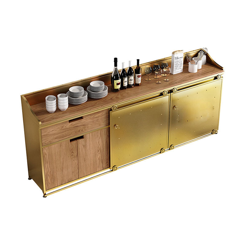 Modern Engineered Wood Sideboard Sliding Doors Sideboard for Living Room 71"L x 16"W x 35"H Gold Clearhalo 'buffet_sideboard' 'Buffets & Sideboards' 'furn' 'furn_buffet_sideboard' 'Furniture' 'Kitchen & Dining Furniture' 5960229