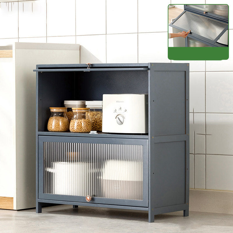 Puertas de vidrio gris Servidor de comedor Servidor de bambú contemporáneo para cocina