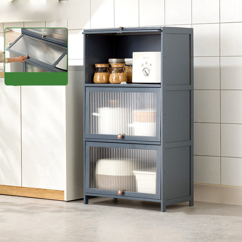 Puertas de vidrio gris Servidor de comedor Servidor de bambú contemporáneo para cocina