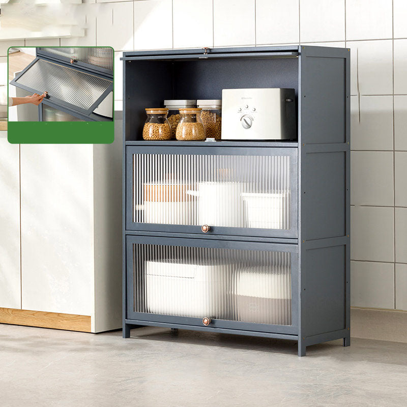 Puertas de vidrio gris Servidor de comedor Servidor de bambú contemporáneo para cocina