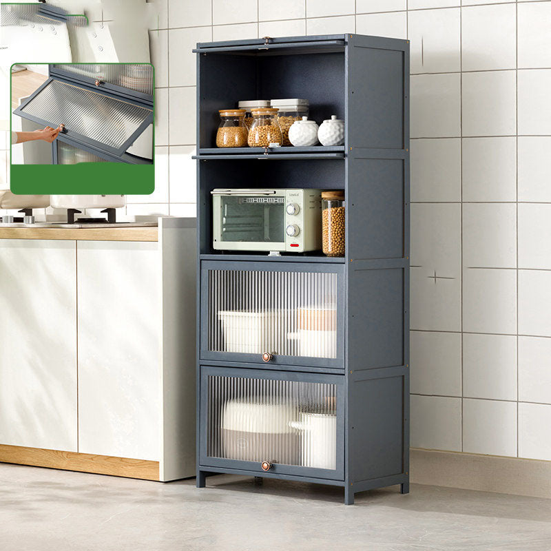 Puertas de vidrio gris Servidor de comedor Servidor de bambú contemporáneo para cocina