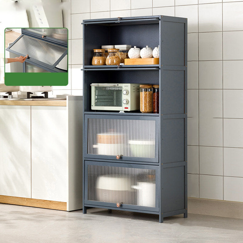 Puertas de vidrio gris Servidor de comedor Servidor de bambú contemporáneo para cocina